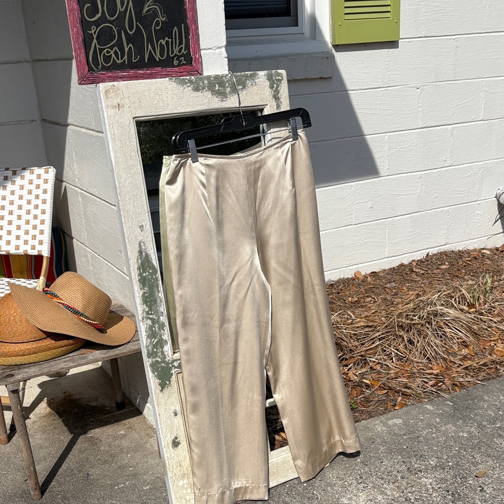 NWT Talbots silk Satin gold Pants